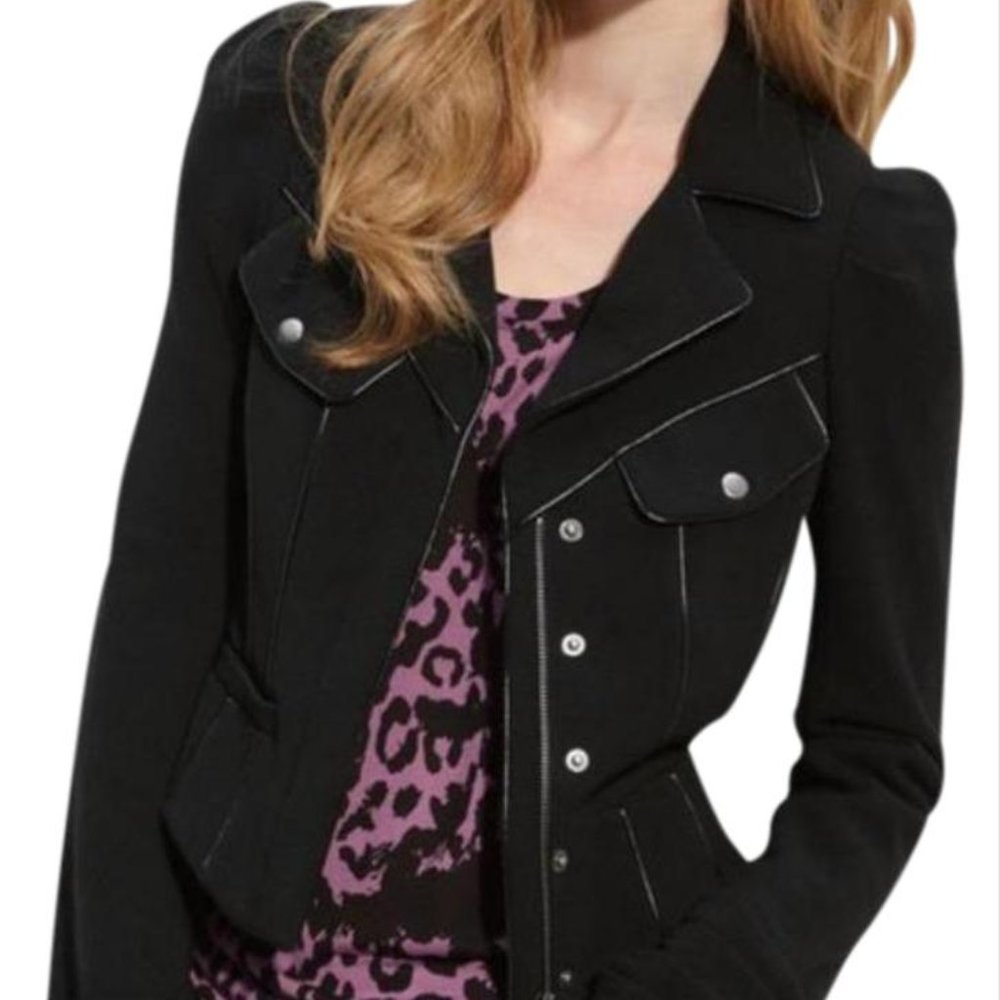 Seventy Two Changes Black Moto Zip Jacket Coat